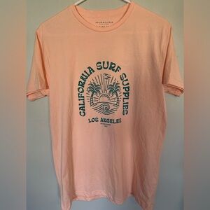 Denim & Flower 🦩 Peach Tee with Blue Graphic